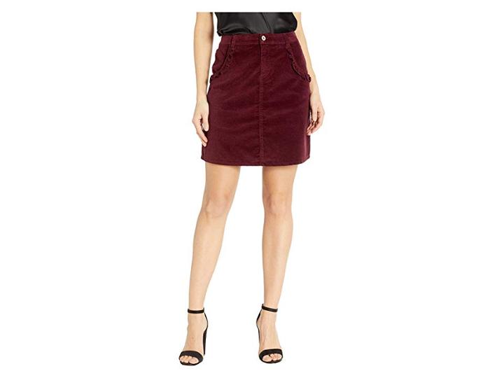 Cece Ruffled Corduroy Skirt (deep Claret) Women's Skirt