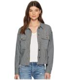 Splendid Starboard Indigo Stripe Double Pocket Jacket (dark Wash) Women's Coat