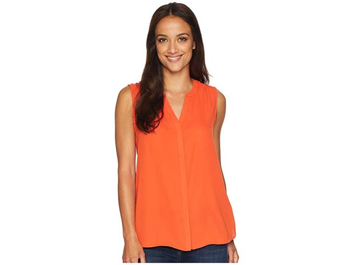 Nydj Sleeveless Pintuck Pleat Back (blaze) Women's Sleeveless