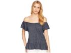 Lucky Brand Textured Off The Shoulder Top (navy) Women's Clothing