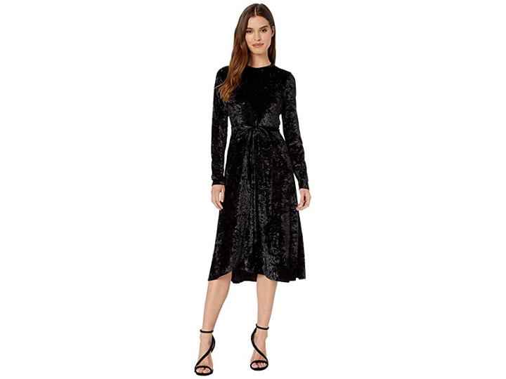 Juicy Couture Crushed Velvet Midi Dress (pitch Black) Women's Dress