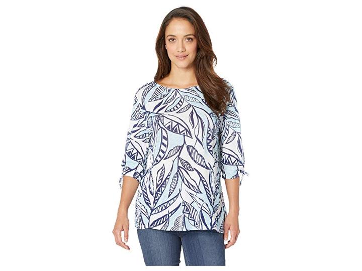 Fresh Produce Palm Leaves Vintage Ties Sleeve Tee (white) Women's T Shirt