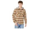 Brixton Bowery Hood Long Sleeve Flannel (copper/natural) Men's Long Sleeve Pullover