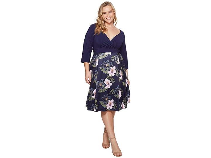 Kari Lyn Plus Size Callie Dress (navy/pink) Women's Dress