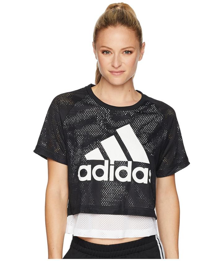 Adidas Id Mesh Crop Top (black) Women's T Shirt