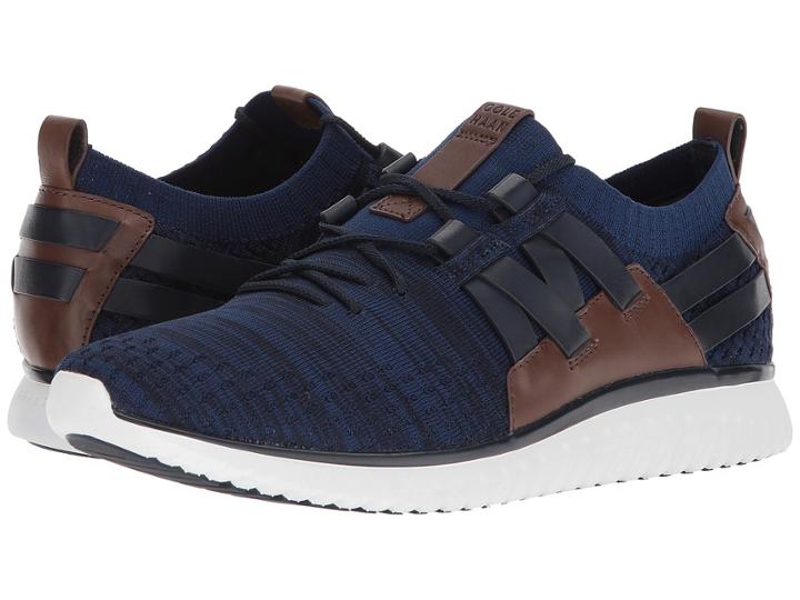 Cole Haan Grand Motion Woven Stitchlite (navy Ink/peony Knit/british Tan/optic White) Men's Shoes