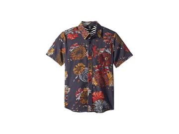 Volcom Kids Stoney Delusion Short Sleeve Shirt (big Kids) (midnight Blue) Boy's Short Sleeve Button Up