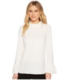 Ellen Tracy Cloque Mock Tie Back Neck Blouse (cream) Women's Blouse