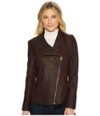 Via Spiga Asymmetrical Leather (bordeaux) Women's Coat