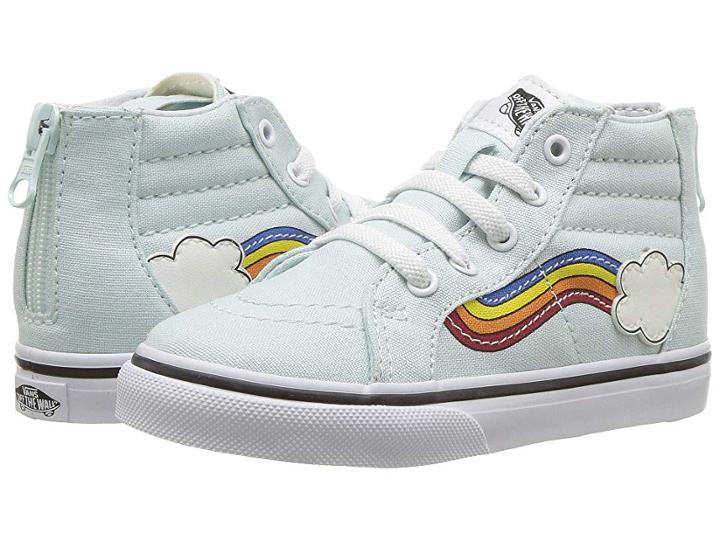 Vans Kids Sk8-hi Zip (infant/toddler) ((rainbow Sidestripe) Wan Blue/true White) Girls Shoes