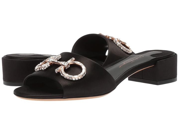 Salvatore Ferragamo Lampio T (nero H Saten) Women's Sandals