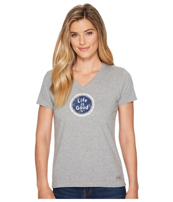 Life Is Good Lig Coin Crusher Vee (heather Gray) Women's T Shirt