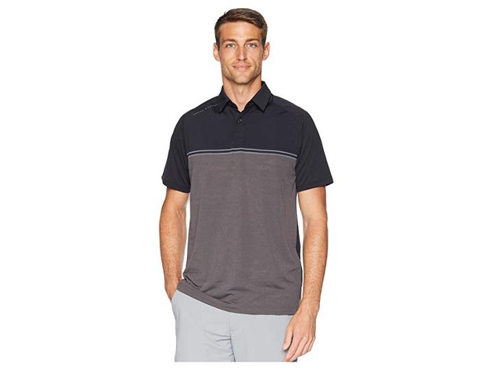 Under Armour Golf Threadborne Calibrate Polo (black/rhino Gray/rhino Gray) Men's Clothing