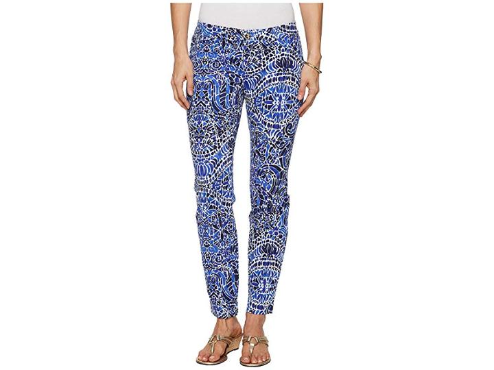 Lilly Pulitzer Kelly Skinny Ankle Pants (bright Navy Taverna Tile All Over) Women's Casual Pants
