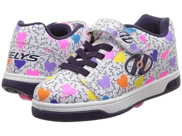 Heelys Dual Up X2 (little Kid/big Kid/adult) (white/multi Heart/drip) Girls Shoes