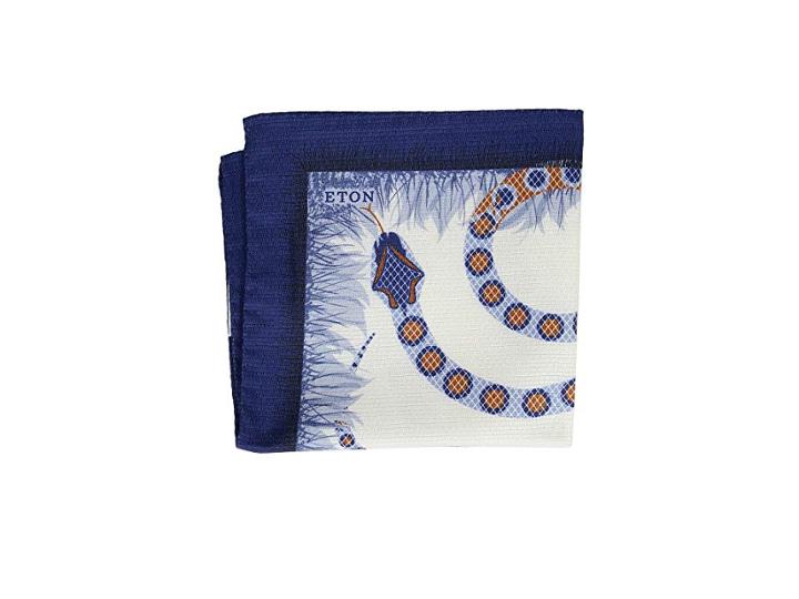 Eton Bird/snake Pocket Square (white/blue) Ties