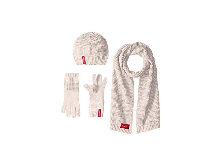 Calvin Klein Three-piece Waffle Knit Set (petal) Scarves