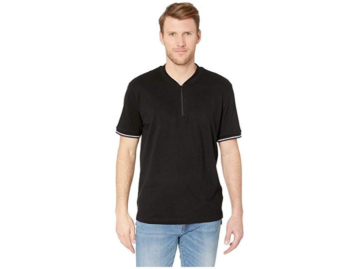Kenneth Cole New York Short Sleeve 1/4 Zip Solid (black) Men's Clothing