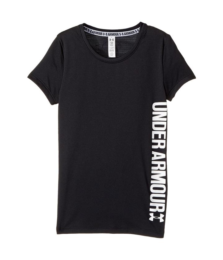 Under Armour Kids Armour Short Sleeve (big Kids) (black/white) Girl's Clothing