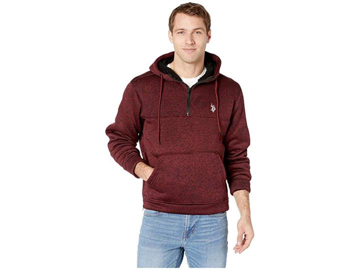 U.s. Polo Assn. 1/2 Zip Hoodie (university Red) Men's Sweatshirt