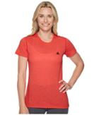 Adidas Ultimate Short Sleeve Tee (real Coral Heather) Women's Short Sleeve Pullover