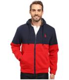 U.s. Polo Assn. Color Block Sherpa Hoodie (classic Navy) Men's Sweatshirt