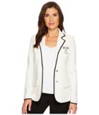 Lauren Ralph Lauren Bullion-embroidered Knit Blazer (mascarpone Cream/polo Black) Women's Jacket