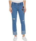 Hue Patched Ripped Cuffed Denim Skimmer (stonewash) Women's Jeans