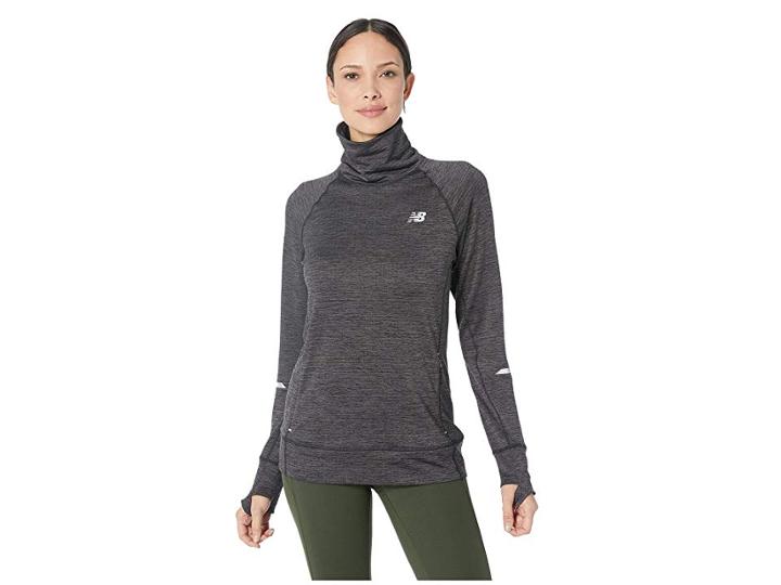 New Balance Heathertech Pullover (black Heather) Women's Clothing