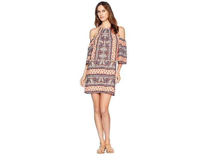 Wrangler Patterned Cold Shoulder Dress (rose Multi) Women's Dress