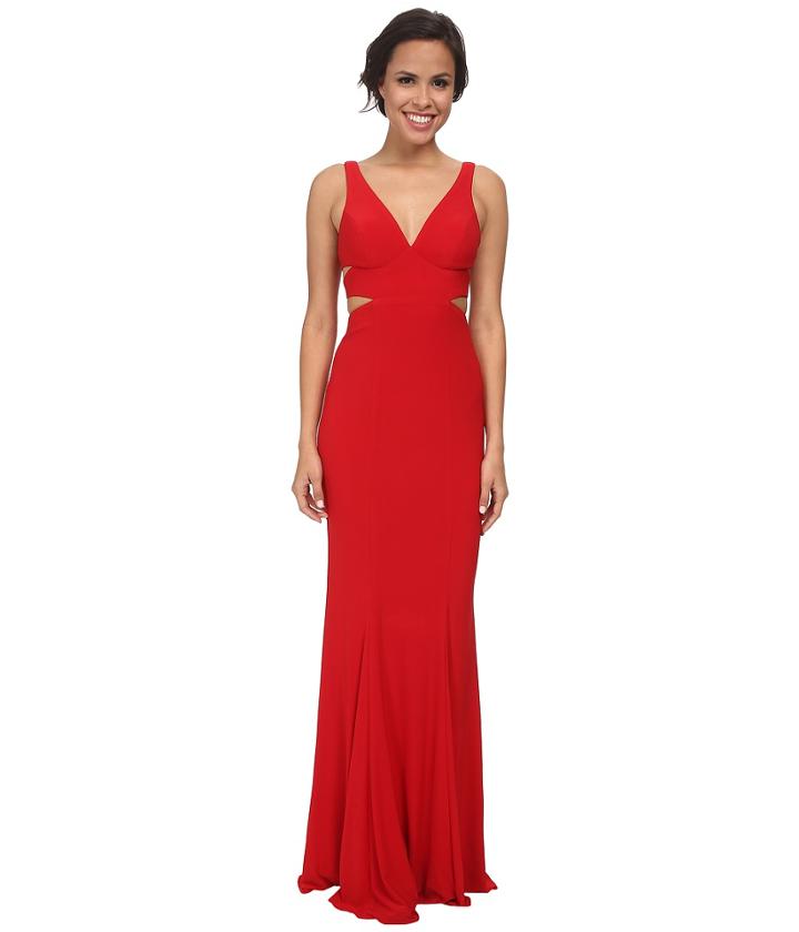 Faviana Jersey V-neck Side Out 7541 (red) Women's Dress