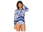 Next By Athena Zen Garden Long Sleeve Malibu One-piece (navy) Women's Swimsuits One Piece