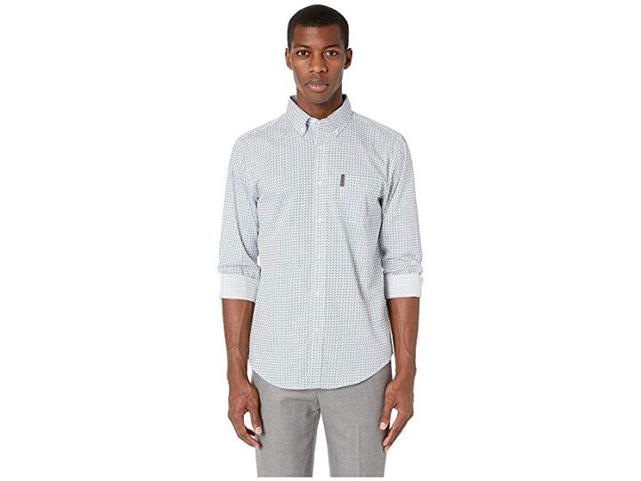 Ben Sherman Long Sleeve Multi Geo Print Shirt (light Grey) Men's Long Sleeve Button Up