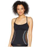 Laundry By Shelli Segal Embroidered Solids Cinched Front Tankini (black) Women's Swimwear