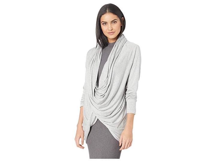 Kamalikulture By Norma Kamali Wrap Cardigan (light Grey) Women's Sweater