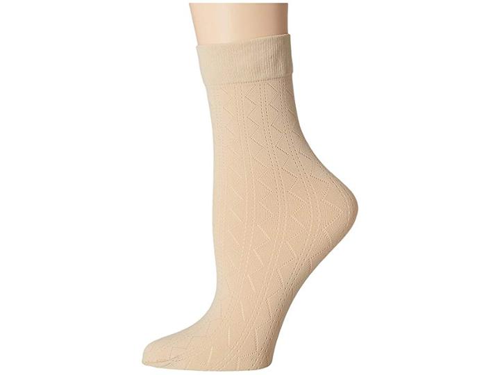 Wolford Florence Socks (toasted Almond) Women's Crew Cut Socks Shoes