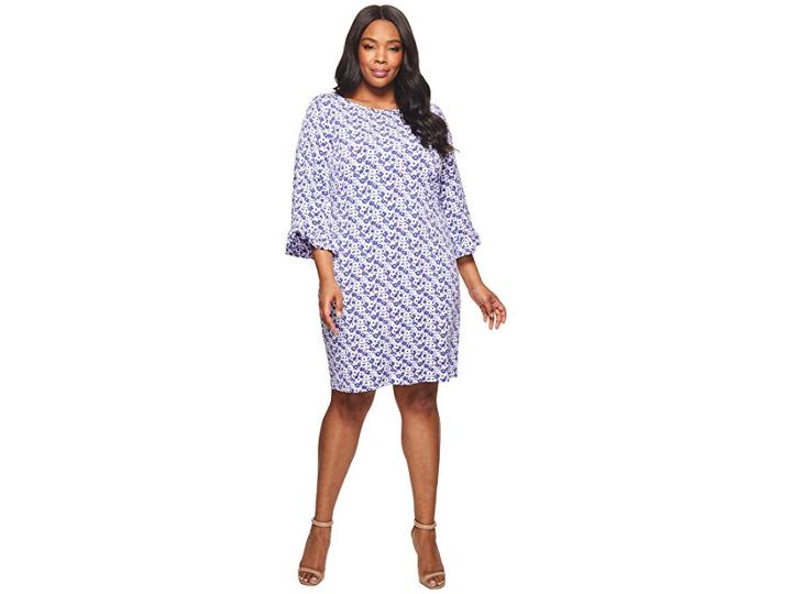 Michael Michael Kors Plus Size Carnation Flare Sleeve Dress (amethyst/light Quartz Multi) Women's Dress