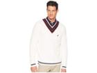 Nautica 9gg Cable Tipped V-neck Sweater (marshmallow) Men's Sweater