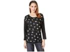 Nally & Millie Black Taupe Polkadot Stripe Top (multi) Women's Clothing