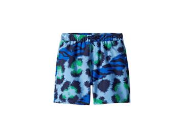Kenzo Kids Tiger Print Swim Shorts (big Kids) (navy) Boy's Swimwear