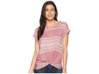 Lucky Brand All Over Print Tee (earth Red) Women's T Shirt