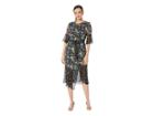Taylor Short Sleeve Mixed Print Chiffon Ruffle Hem Dress (black Multi) Women's Dress