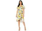 London Times Wrap Dress W/ Flutter Sleeveless (white/pink) Women's Dress
