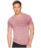 John Varvatos Star U.s.a. Short Sleeve Striped Crew Reverse Spray K3589u1b (cranberry) Men's Clothing