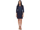 Badgley Mischka 3/4 Sleeve Shirtdress W/ Contrast Stitching (navy) Women's Dress