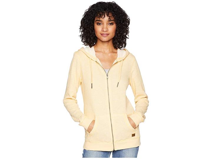 Roxy Trippin Zip Hoodie (buff Yellow Heather) Women's Sweatshirt