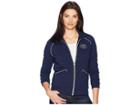 Lacoste Long Sleeve Crepe French Terry Athleisure Badge Zippered Sweatshirt (navy Blue/cake/flour White) Women's Sweatshirt