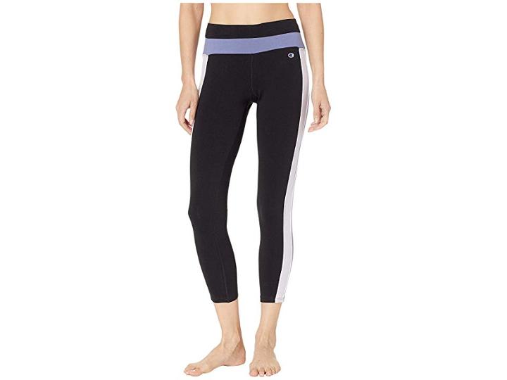 Champion Authentic 7/8 Leggings (black/pale Violet Rose/seven Seas Blue) Women's Casual Pants