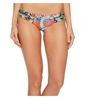 Luli Fama Viva Cuba Reversible Zigzag Open Side Moderate Bikini Bottom (multi) Women's Swimwear