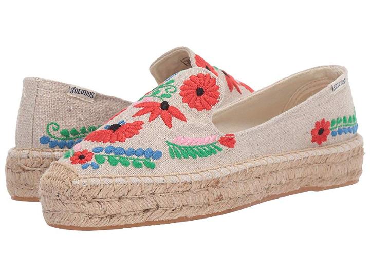 Soludos Ibiza Embroidered Smoking Slipper (sand Multi) Women's Shoes